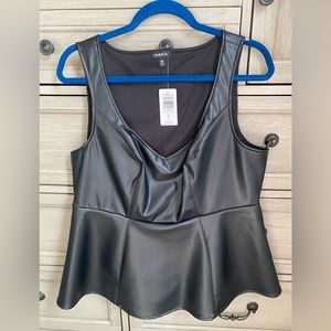 Torrid Black Faux Leather Peplum Shirt